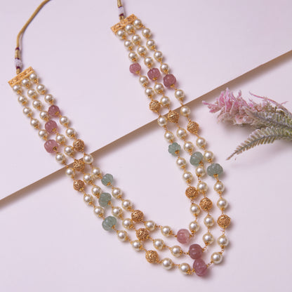 Pastel Pink Three Layered Necklace