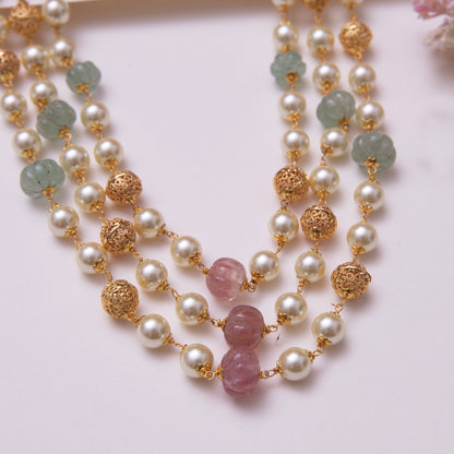 Pastel Pink Three Layered Necklace