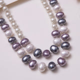 Double Line Pastel Pearls Necklace