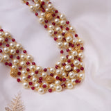 Red and White Clustered Necklace