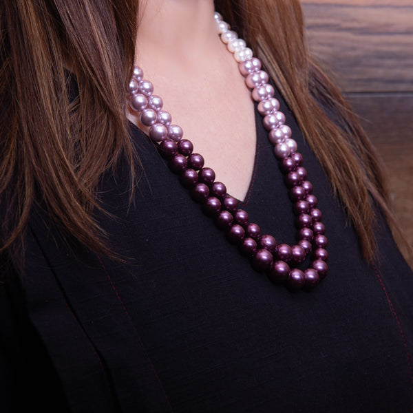 Double Line Shaded Pearls Necklace