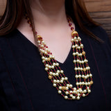 Red and White Clustered Necklace