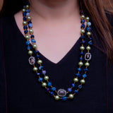 Sanvi Blue Marcasite Balls Necklace