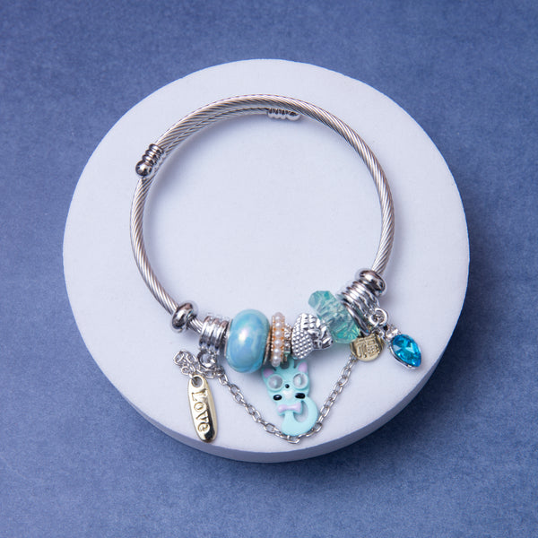Blue Kitty Charms Bracelet