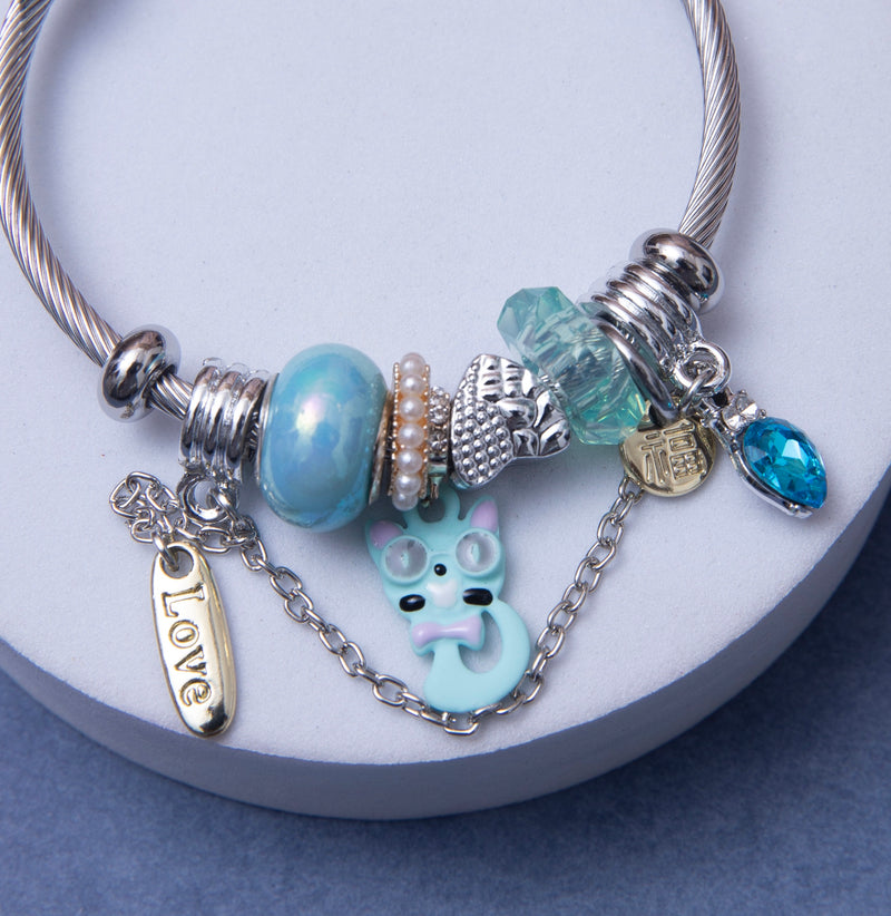 Blue Kitty Charms Bracelet