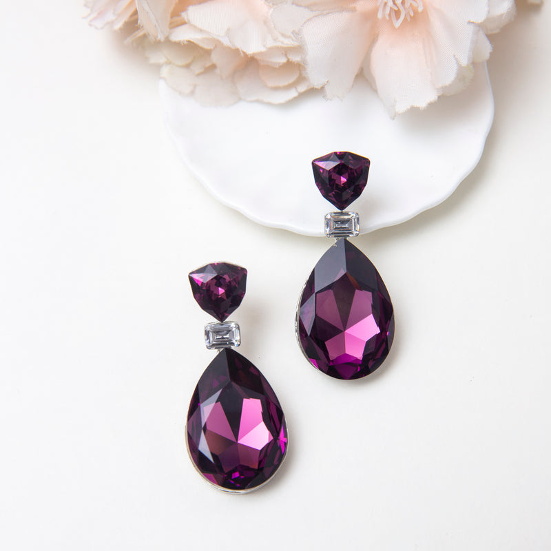 Wine Coloured Swarovski Crystal Earrings