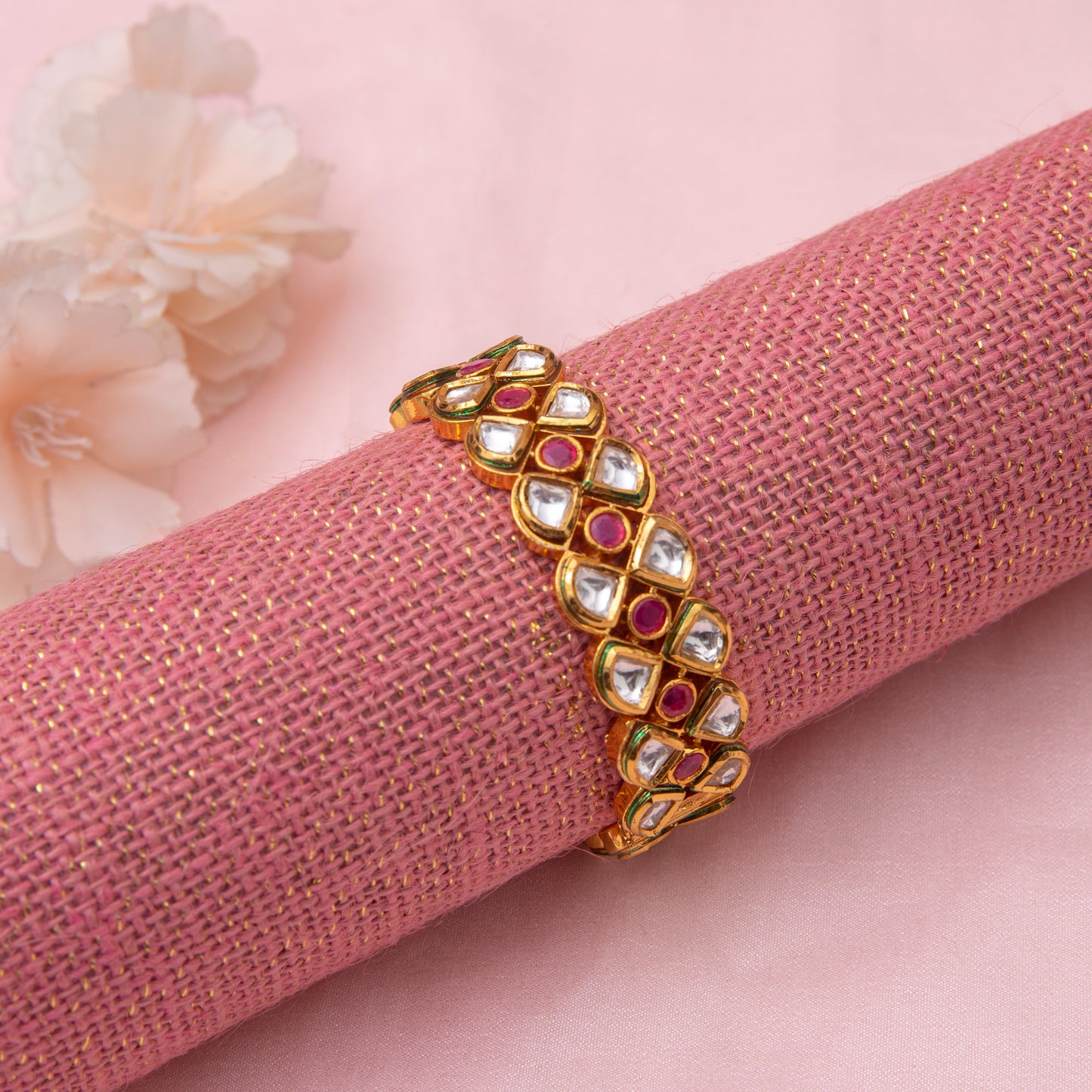 Ruby and Gold Kundan Bangle