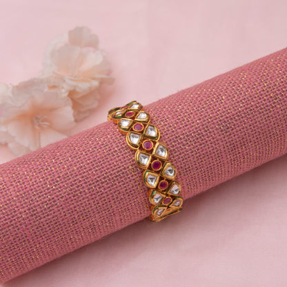 Ruby and Gold Kundan Bangle