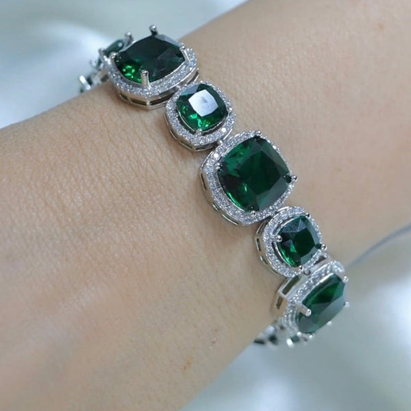 Amazon.com: KELMALL Wedding Party Square Rhinestone Stretch Bracelet for  Women, Exquisite Elegance Wide Crystal Elastic Bangle-Emerald Green :  Clothing, Shoes & Jewelry